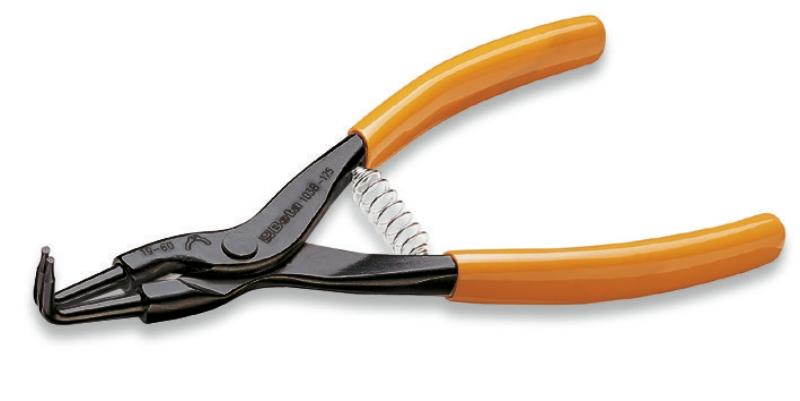 1038 - External circlip pliers, bent pattern, 90° PVC-coated handles