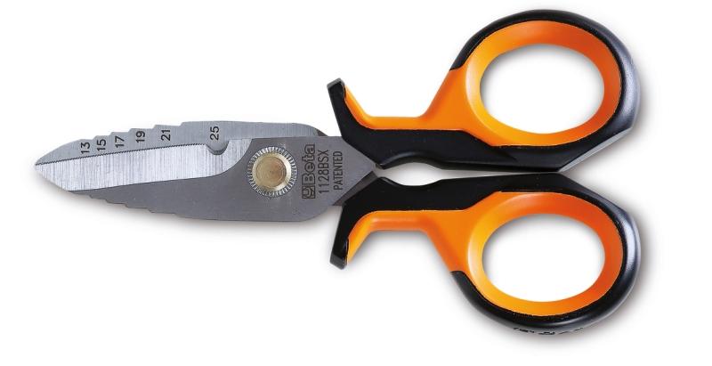 1128BSX - Electrician's scissors with graduated milling profiles with case