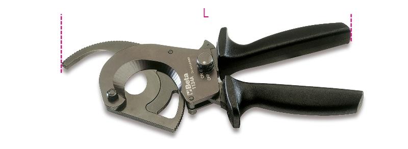 1134A - Ratchet cable cutters burnished finish, plastic handles