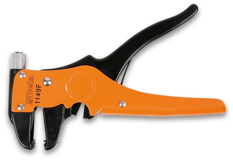 1149F - Front wire stripping pliers with cutting blade, self-adjusting