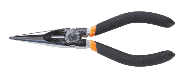 1166G - Extra-long needle knurled nose pliers, slip-proof double layer PVC coated handles, industrial finish