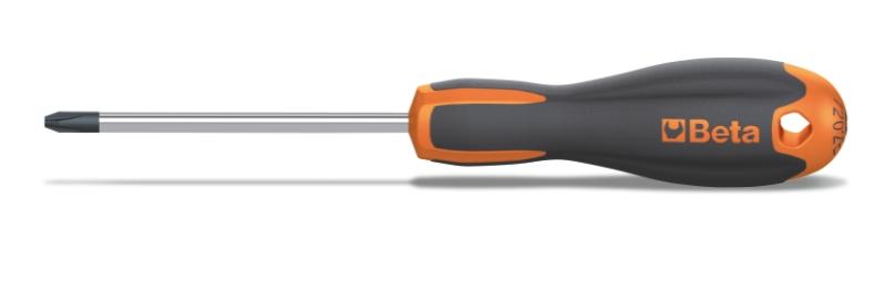 1202E - Screwdriver for cross head Phillips® screws, chrome-plated, black tip