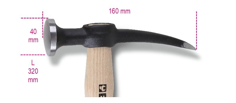 1345 - Hammer with round, convex face and pein, wooden shaft