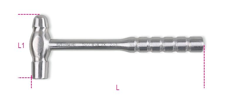 1377INOX - Ball pein hammers, round heads, for coppersmiths and tinsmiths, made of stainless steel