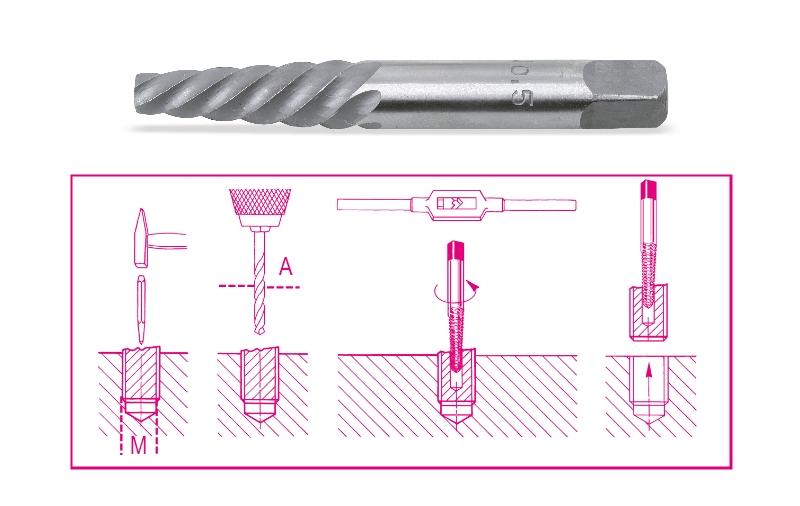 1430/... - Tapered extractors for broken screws and studs made from hardened and tempered steel