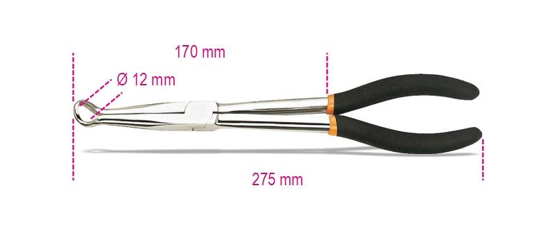 1474DL - Spark-plug pliers, long nose, double layer PVC coated handles