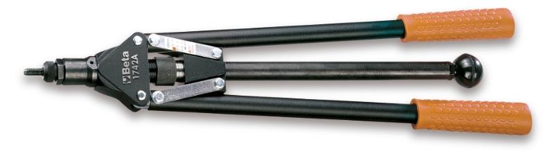 1742A - Heavy duty riveting pliers for threaded insets, with 4 interchangeable mandrels