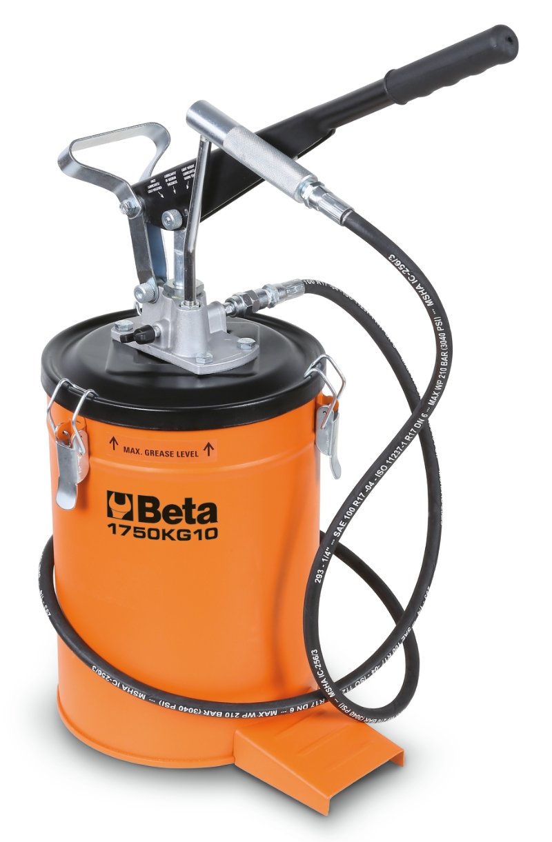 1750KG10 - Lever-operated grease gun, 10 kg, with high-pressure hose, 2 m