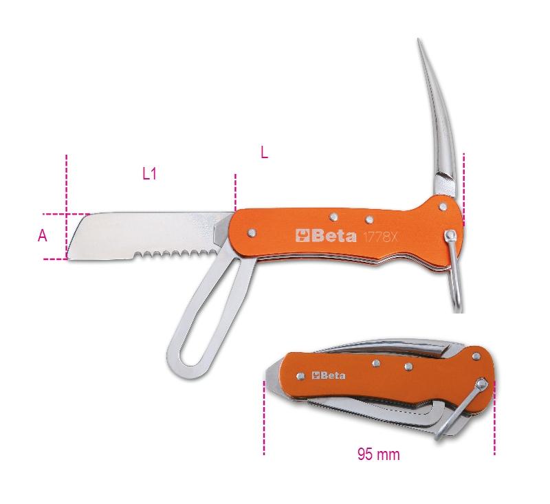 1778X - Knives for nautical maintenance, stainless steel blades, aluminium handles in case