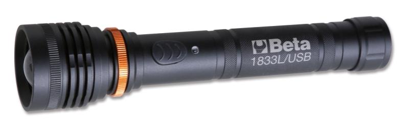 1833L/USB - High-brightness LED torch, made of sturdy anodized aluminium, up to 1,200 lumens