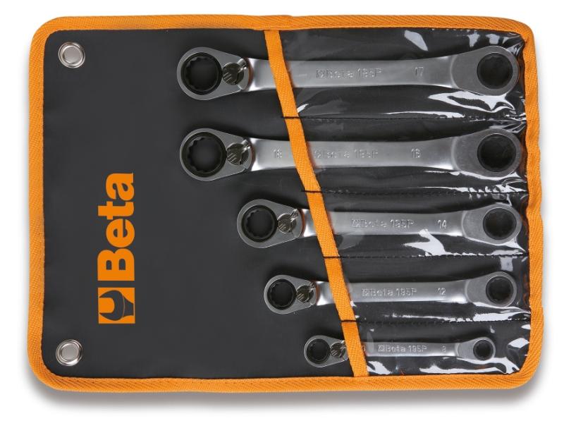 195P/B5 - Set of 5 reversible ratcheting double-ended angle head wrenches (item 195P) in wallet