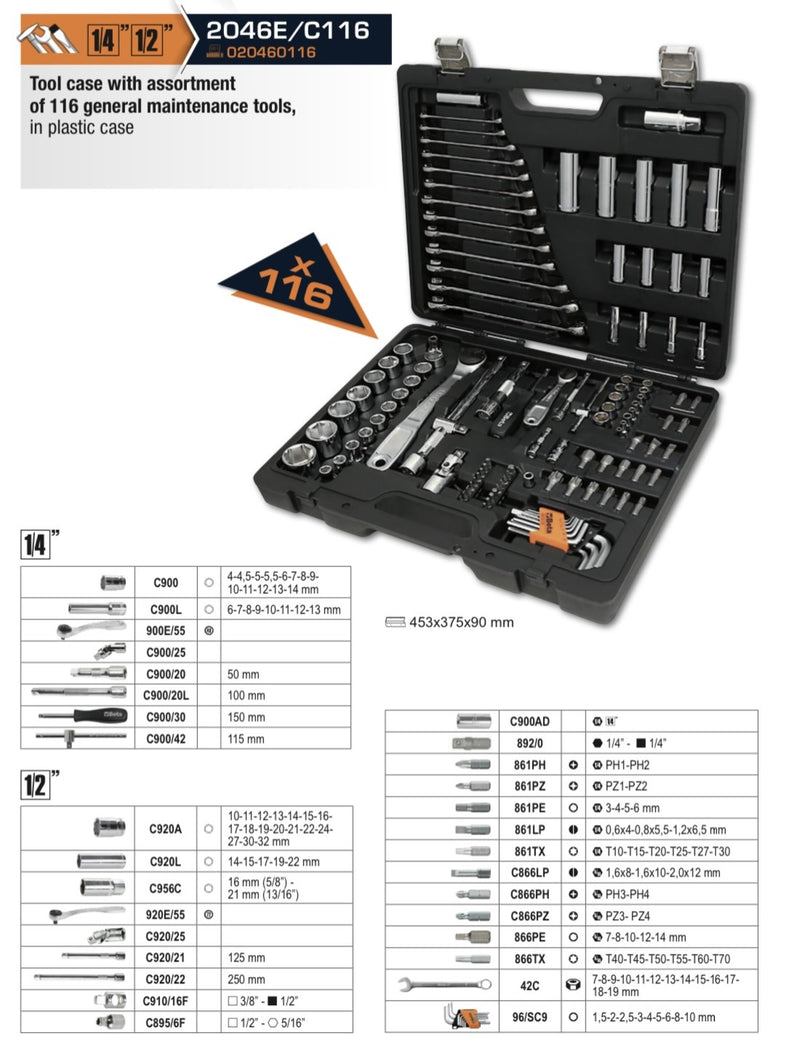 2046E/C116- 'Easy Case' With 116 Tools