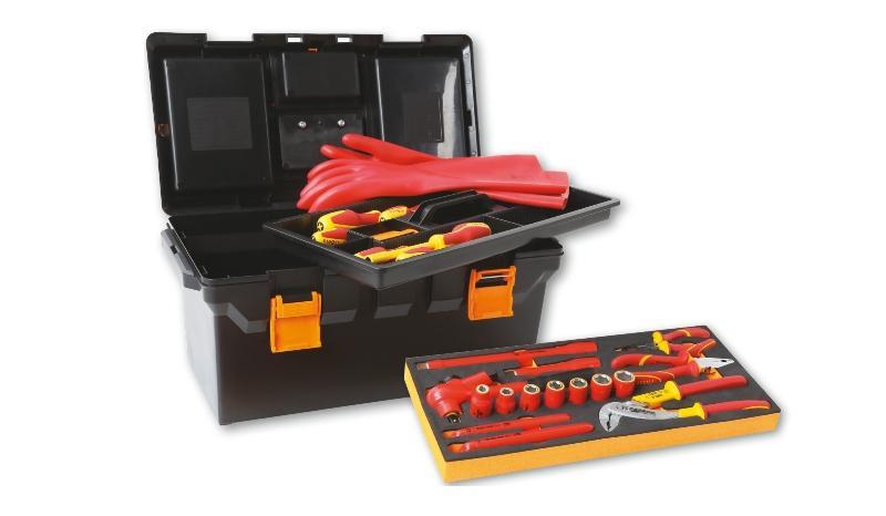 2115P L-MQ32 - Assortment of 32 insulated tools for hybrid cars, in plastic tool box with soft thermoformed tray