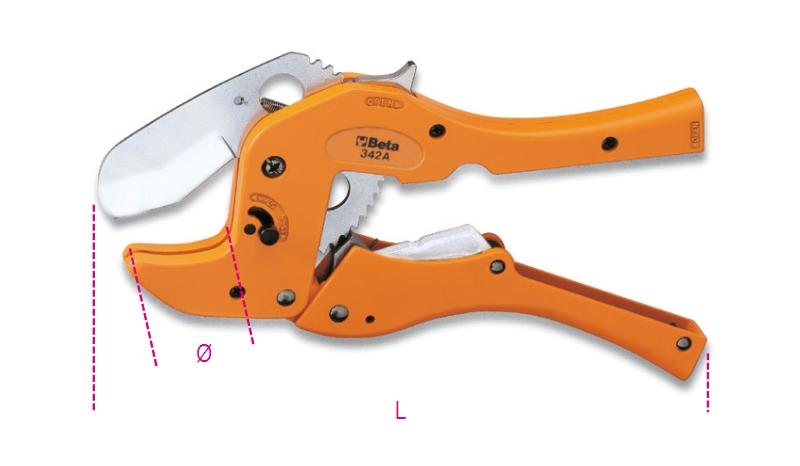 342A - Ratchet-type shears for plastic pipes