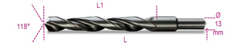 410A - Twist drills with cylindrical shanks, short series, HSS, rolled, burnished, small tang (ø 13 mm)