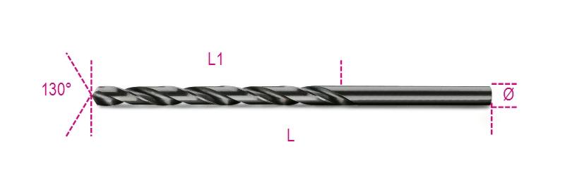 412L - Twist drills with cylindrical shanks, long series, HSS entirely ground burnished