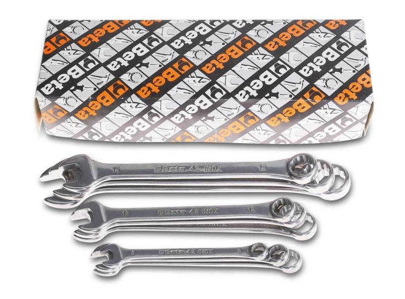 42INOX-AS/S9 - Set of 9 combination wrenches made of stainless steel