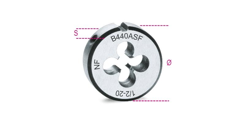 440ASF - Round dies, fine pitch, UNF thread made from chrome-steel