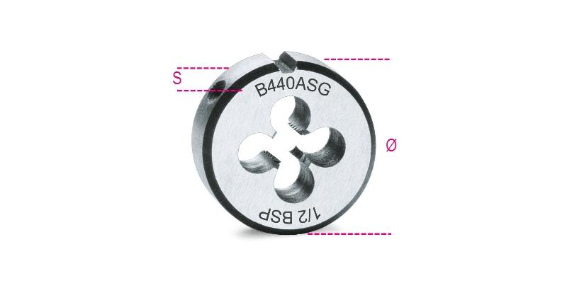 440ASG - Round dies, cylindrical GAS (BSP) thread made from chrome-steel