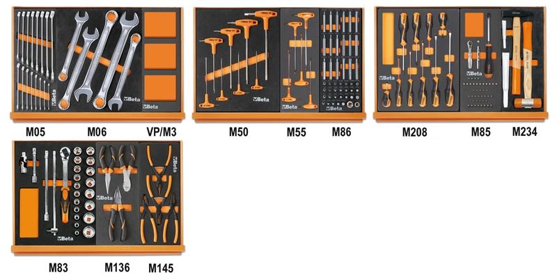 5904VG/2M - Assortment of 170 tools for car repairs in EVA foam trays
