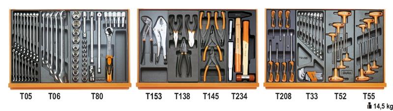 5904VG/2T - Assortment of 99 tools for car repairs in ABS thermoformed trays