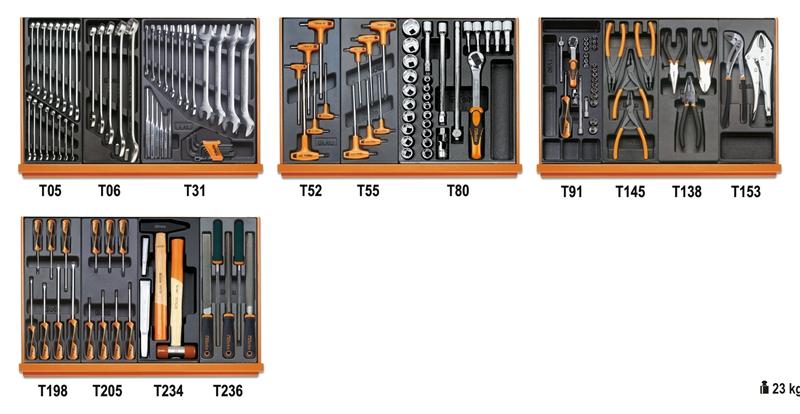 5904VU/3T - Assortment of 146 tools for universal use in ABS thermoformed trays
