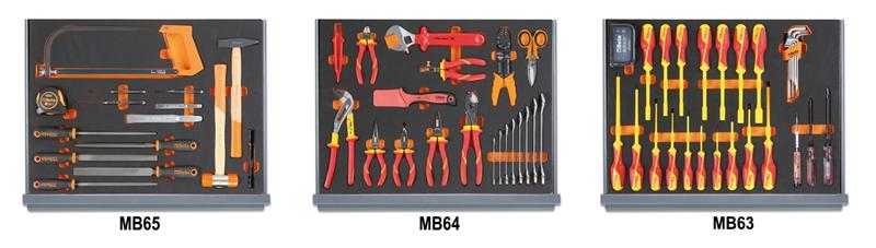 5935ET/1MB - Assortment of 96 tools for electrotechnical maintenance in EVA foam trays