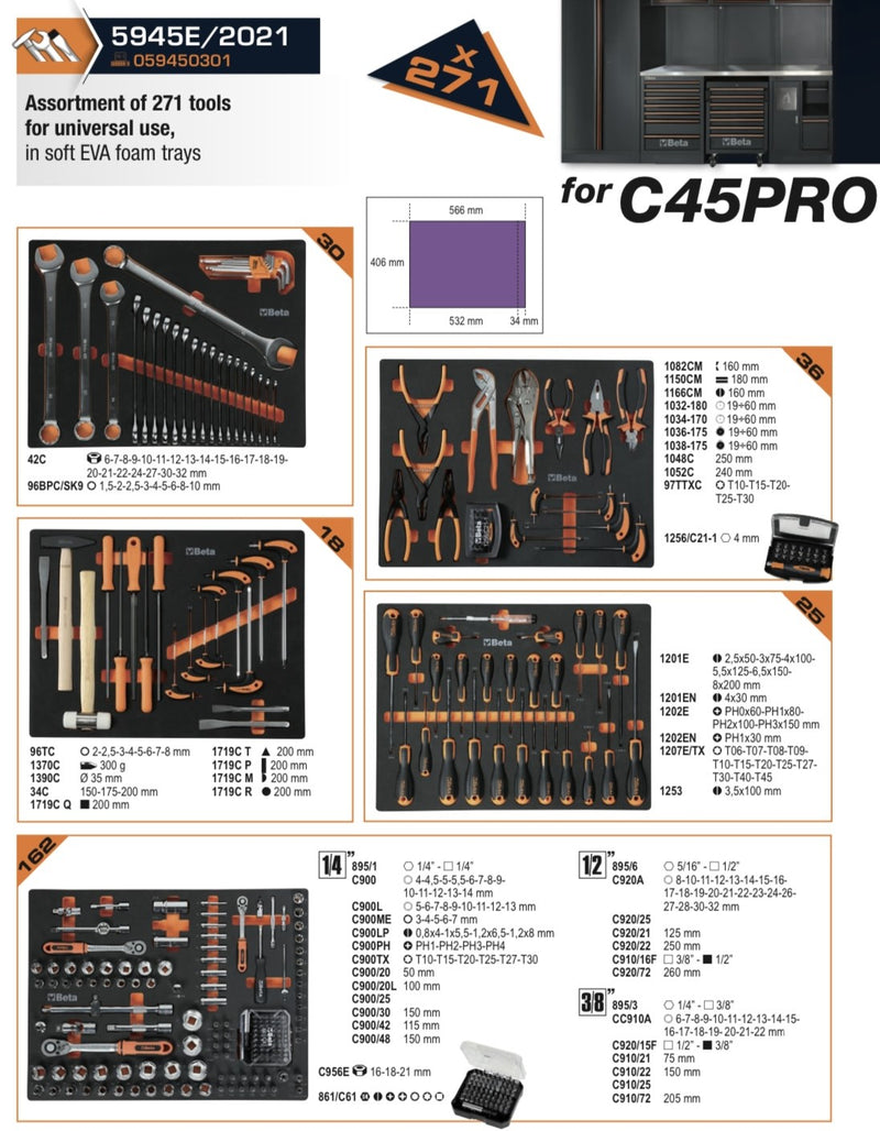 5945E/2021-Assortment Of 271 Tools