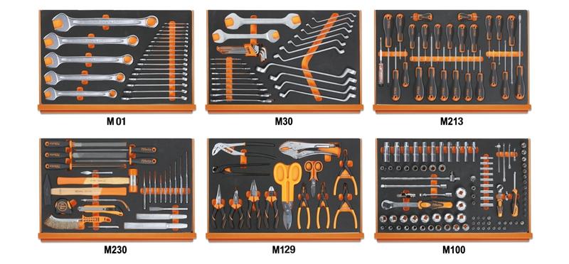 5988U6/M - Assortment of 214 tools for universal use in EVA foam trays