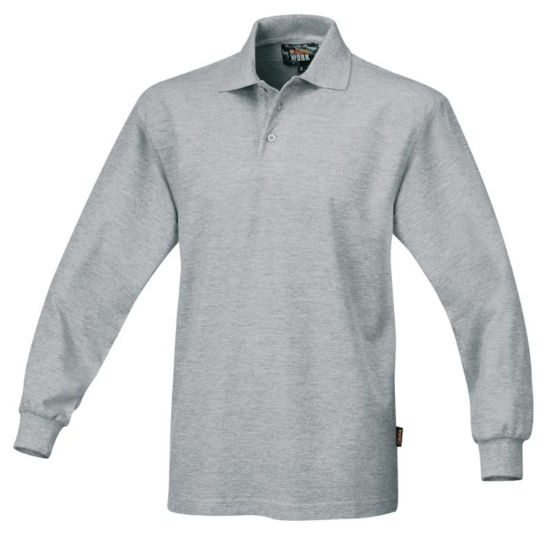 7554 GREY/L - Polo Shirt Long-Sleeved