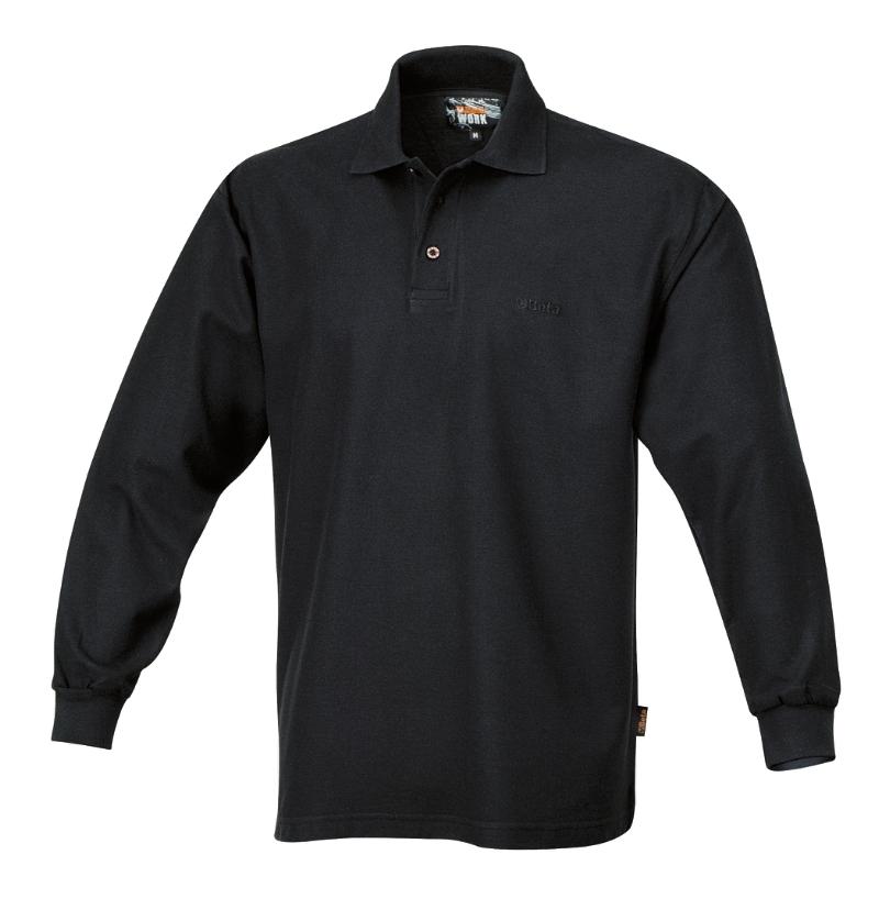 7554 BLACK/L - Polo Shirt Long-Sleeved
