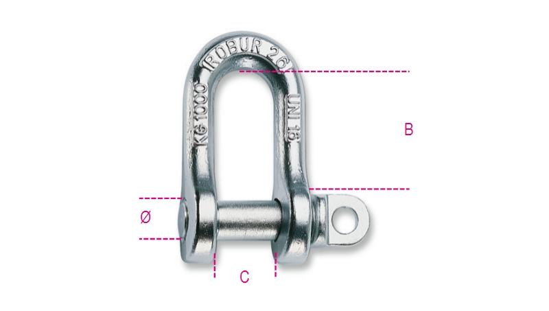 8026A-K - Lifting DEE shackles, hot forged carbon steel, UNI 1947 type A, galvanized
