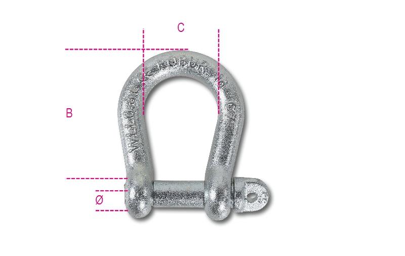 8028-K - Lifting BOW shackles, hot forged carbon steel, galvanized