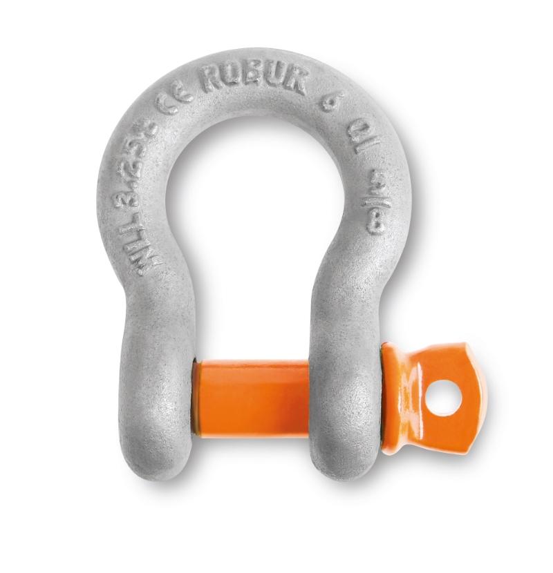 8029R - Bow shackles with screw collar pins, high-tensile alloy steel, GRADE 6, hot-dipped galvanized body