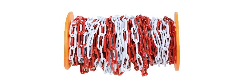 8129 - Barrier chain, made of galvanized metal painted in red and white