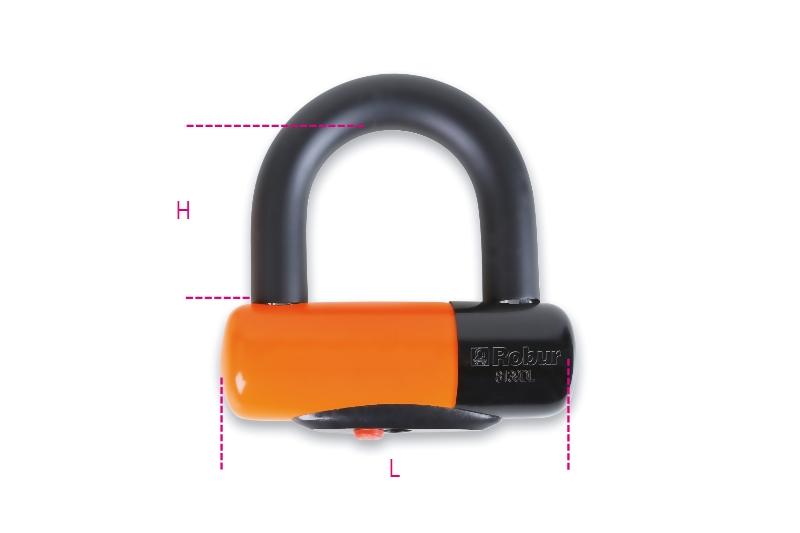 8139DL - Motorcycle disc locks, made of hardened steel, shockproof PVC, blister-packed