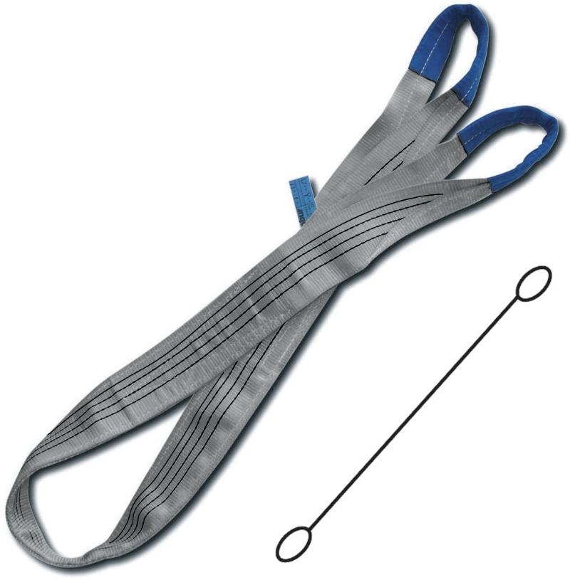 8157 - Lifting web slings, grey 4t two layers with reinforced eyes high-tenacity polyester (PES) belt