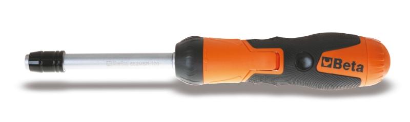 855P - Reversible ratchet bit holder with articulated handle, and 7 built-in bits