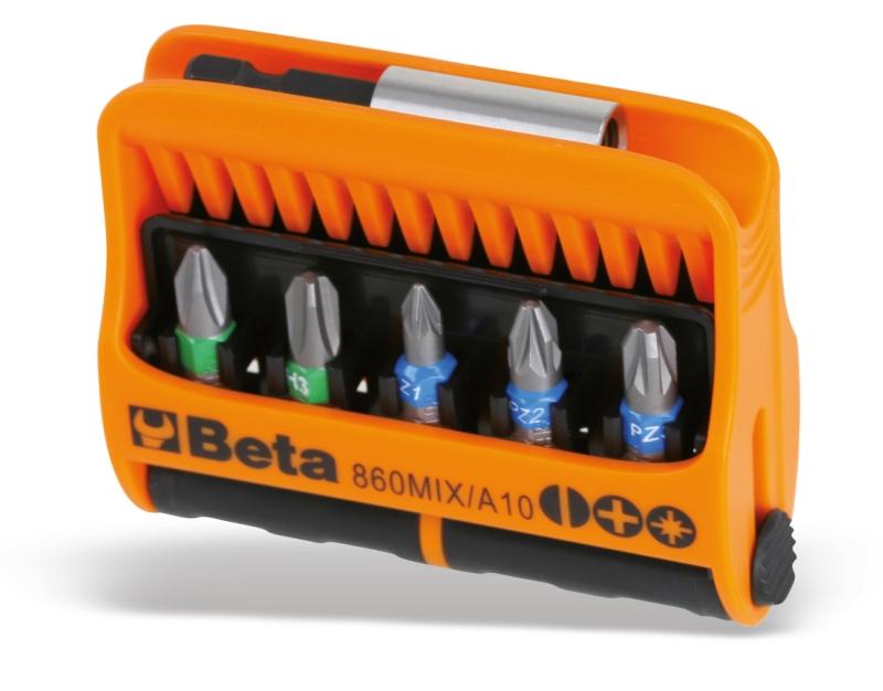 860MIX/A10 - Set of 10 bits with magnetic bit holder in plastic case