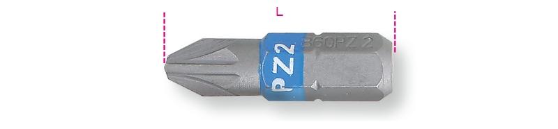 860PZ - Bits for cross head Pozidriv® - Supadriv® screws, coloured