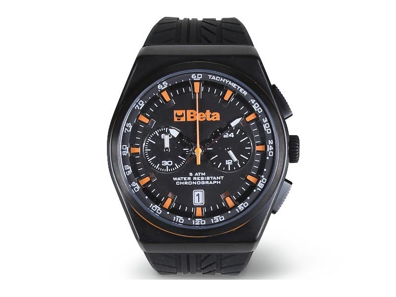 9593A - Chronograph, steel case, 5 ATM water resistant, silicone strap