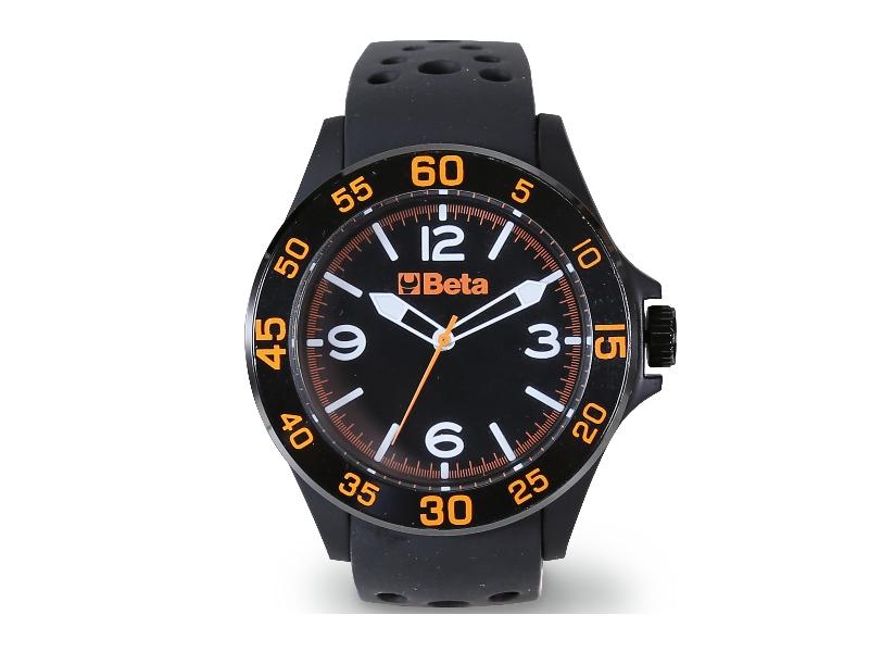 9593W - Analogue watch, soft touch plastic case with metal ring, 3 ATM water resistant, silicone strap