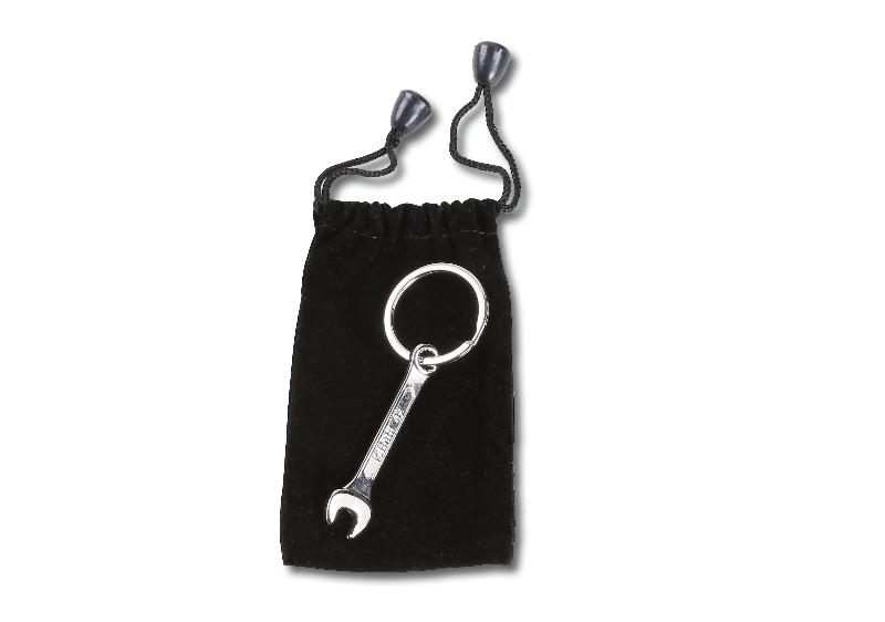 9595T - Chrome-plated metal key ring, in velvet pouch