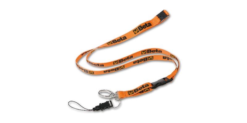9596 - Badge holder, polyester, with metal clip and mobile phone string