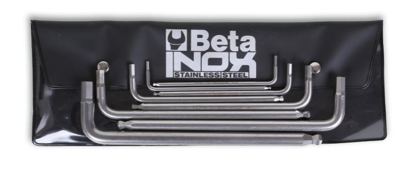 96BPINOX-AS/B8 - Set of 7 ball head offset hexagon key wrenches, made of stainless steel, in wallet