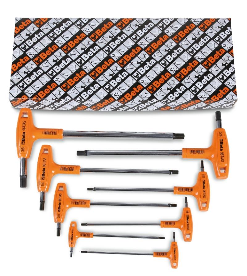 96T/AS - Set of 8 offset hexagon key wrenches, with high torque handles (item 96T/AS)