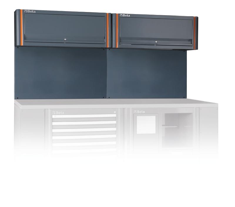 C55/2PM - Tool wall system with 2 suspended cabinets, for workshop equipment combination