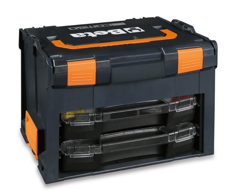 C99V3/2C - Wall tool case, made from ABS, with 2 portable tote trays