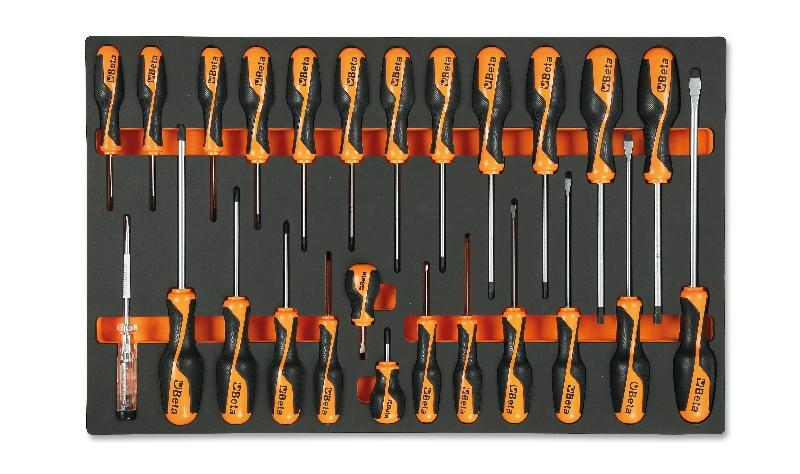 M195 - Foam tray with Beta Grip screwdrivers for slotted Phillips® and Torx® head screws