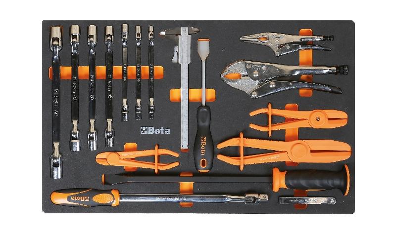 M78 - Foam tray with swivel end socket wrenches, pliers and measuring tools